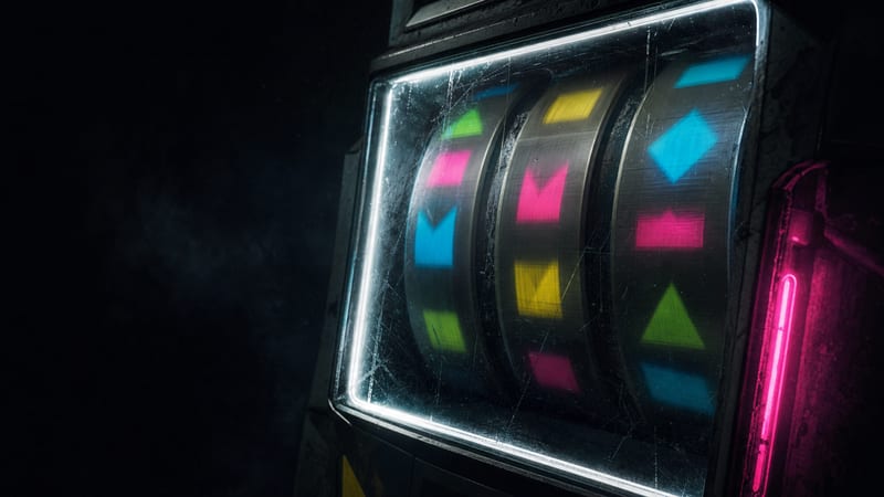 A grid of faceted glass gems on dark slate, lit from below so they glow from within